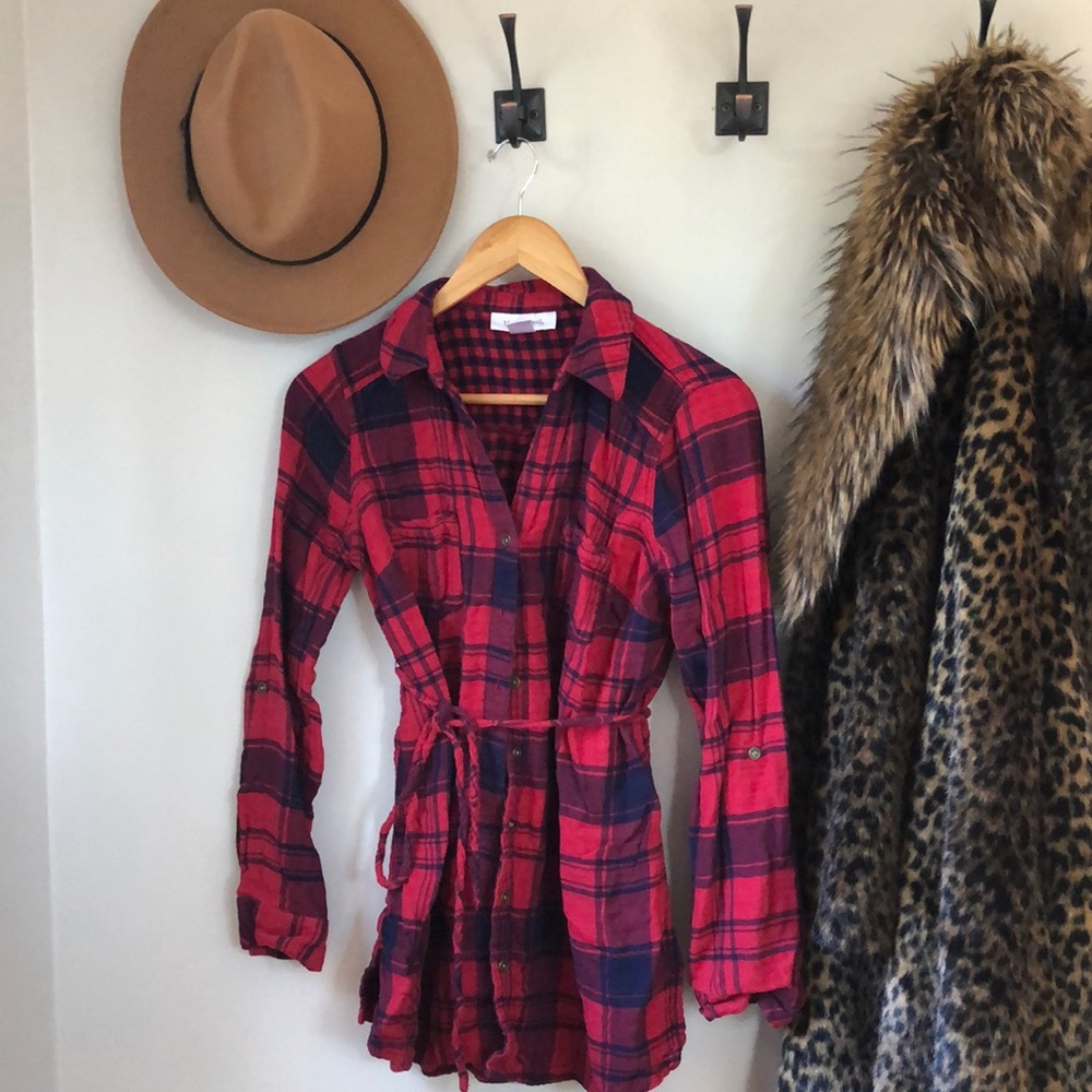 Motherhood Maternity Red Cotton Flannel for Fall